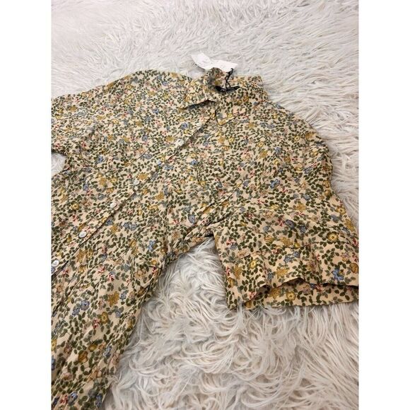 ZARA Yellow Floral Printed Vintage Inspired Maxi Midi Shirt Dress Small NWT Boho - Picture 9 of 14